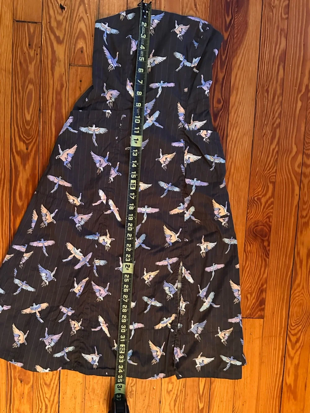 Free People Dress Mini Size 0 Strapless Crane Print Boho Festival Streetwear - Picture 9 of 16
